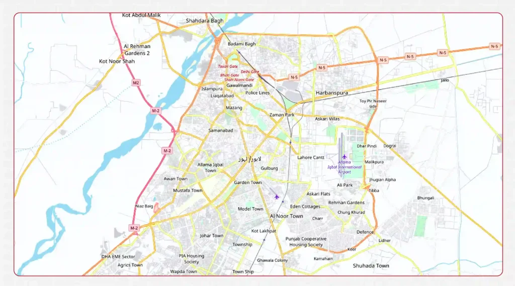 Lahore Ring Road Route Map Lahore Ring Road Route Map
